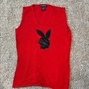 PLAYBOY Red Tank Top with Black Logo